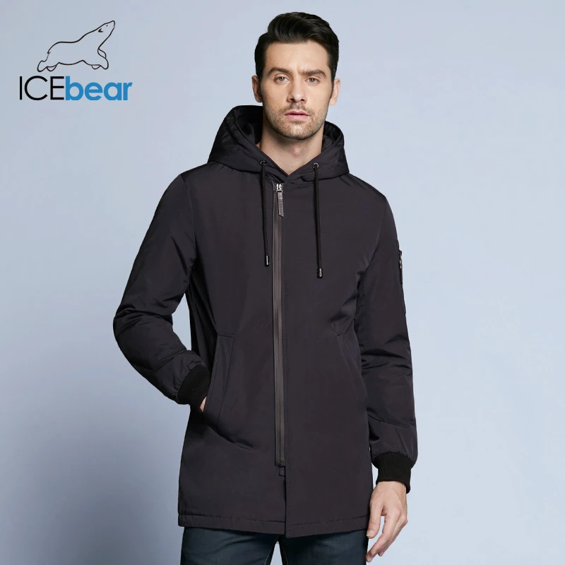 ICEbear Новое Осеннее мужское пальто, одежда мужская куртка модная диагональная планка с капюшоном, дизайнерская высококачественная одежда MWC18031D