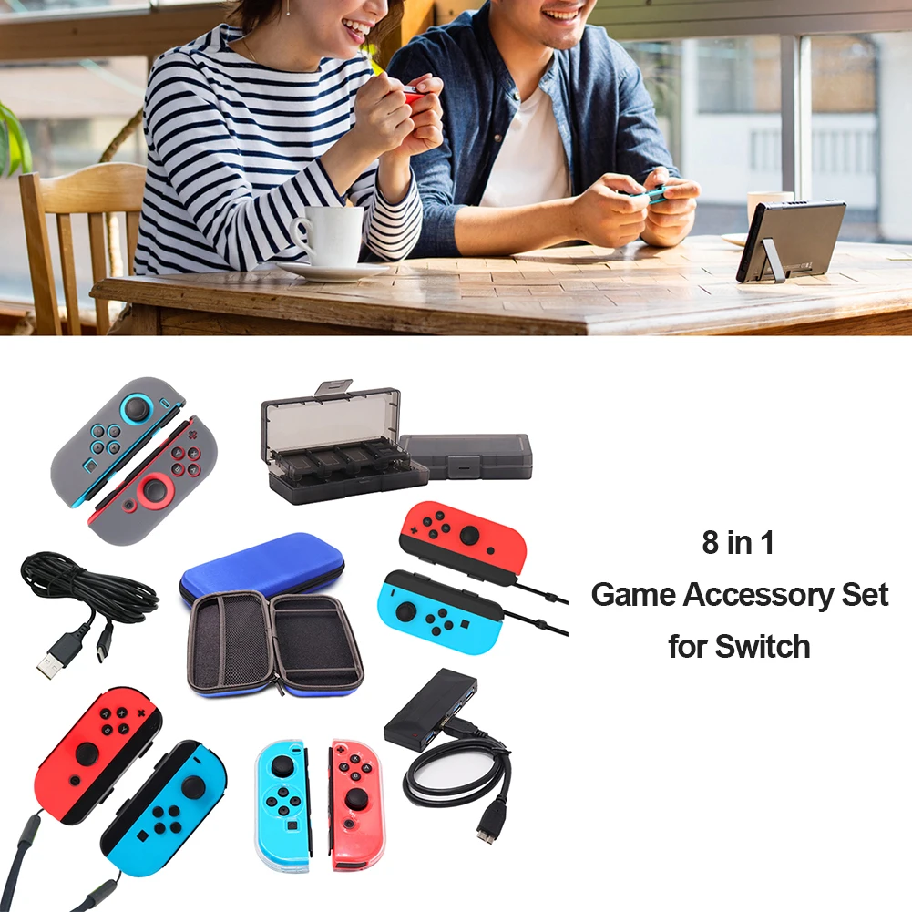 

Covers 8 in 1 Blue + Purple + Red + Black Game Accessories Kit