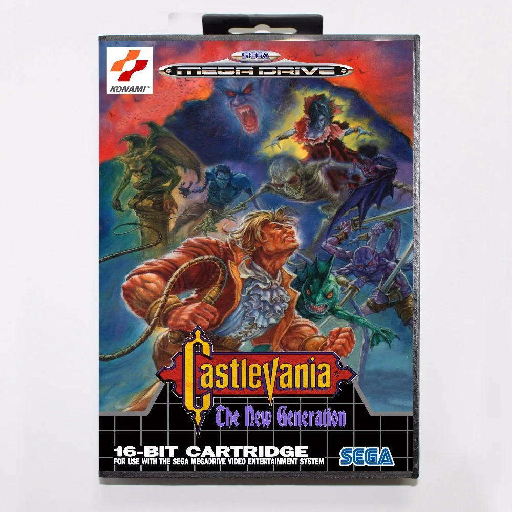 16-битная игровая карта Castlevania нового поколения MD с розничной коробкой для Sega Mega
