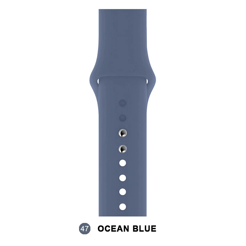 Ice blue Мягкий силиконовый сменный спортивный ремешок для Apple Watch версии 4, 3, 2, 1, 42 мм, 38 мм, браслет на запястье, ремешок для iWatch 4, 40 мм, 44 мм, спортивный - Цвет ремешка: Ice blue