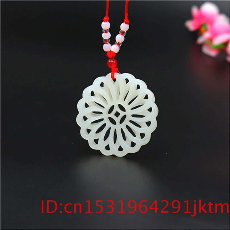 

jade Kaleidoscope Pendant Necklace Double-Sided White Charm Women Jewelry Gifts Accessories Carved Men Fashion Natural Amulet