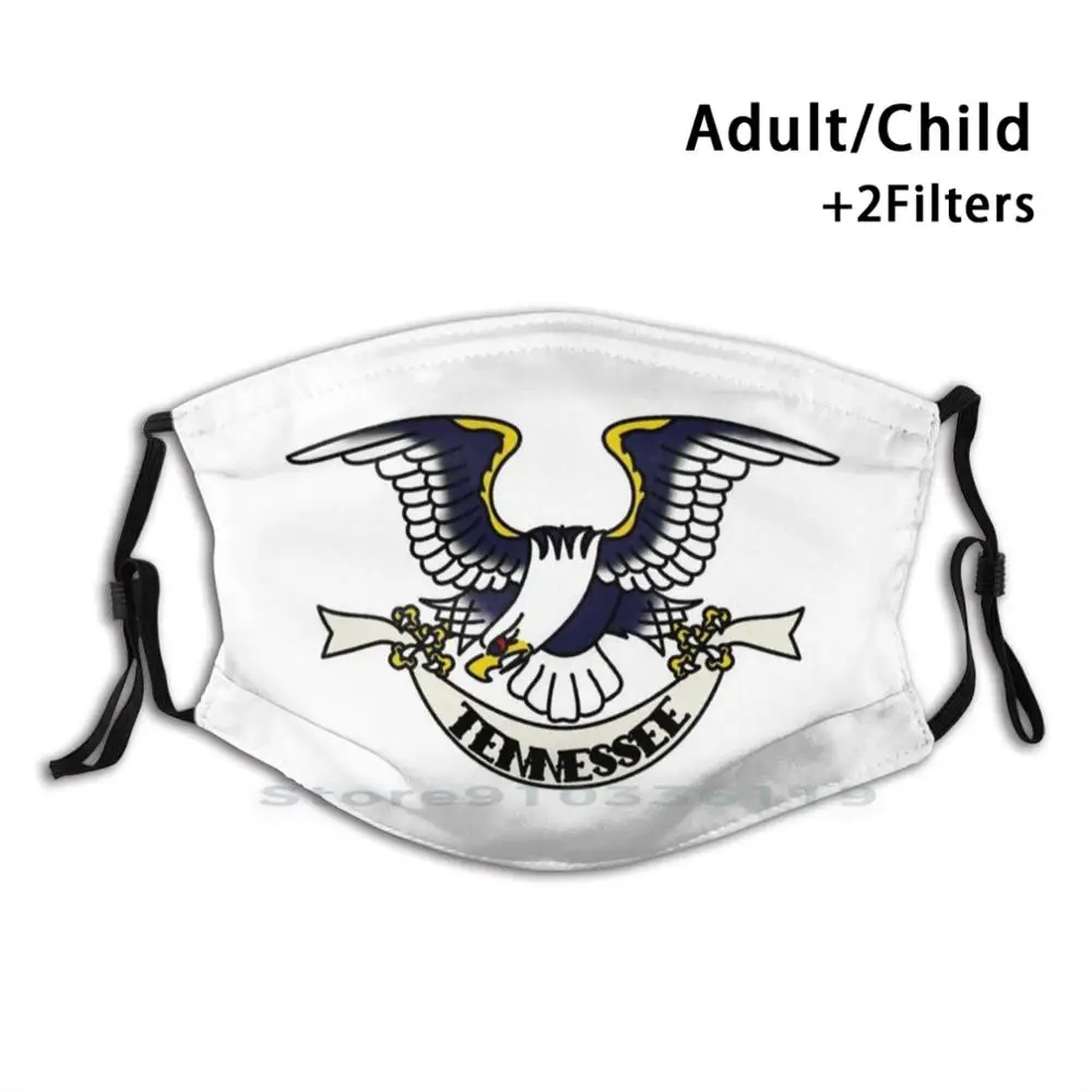 

Tennessee Adult Kids Washable Funny Face Mask With Filter Tattoo Traditional Old School Ink Eagle Bird Flash Sailor Jerry