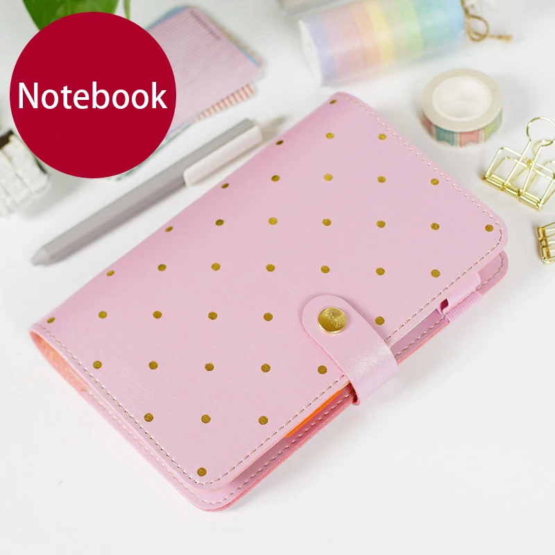 А5 А6 кавайная кожаная записная книжка дневник портативный в горошек планировщик