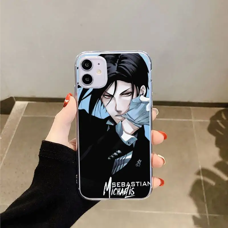 

Black Butler Japan Anime Phone Case Transparent for iPhone 6 7 8 11 12 s mini pro X XS XR MAX Plus