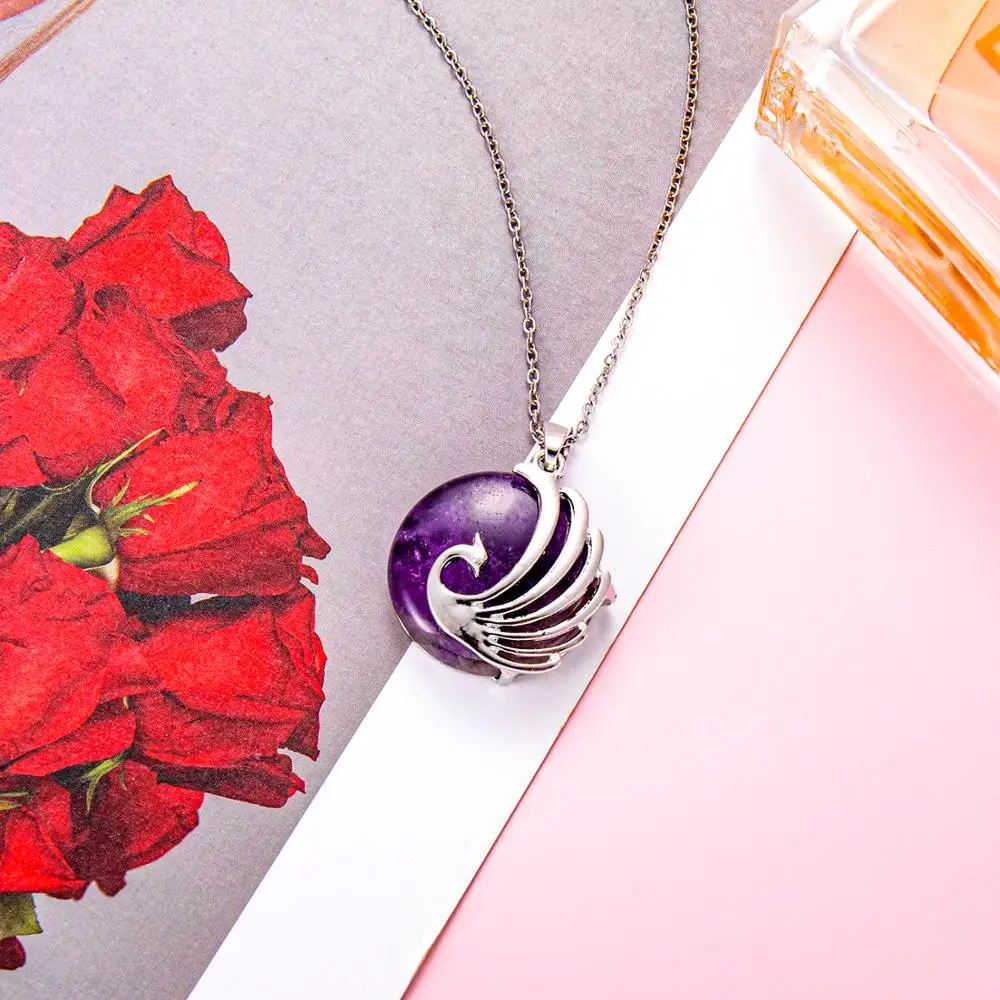 

Peacock Pendant Necklace Crystal Healing Women's Pendant Meditation Energy Stone Jewelry Lucky Blessing Necklace