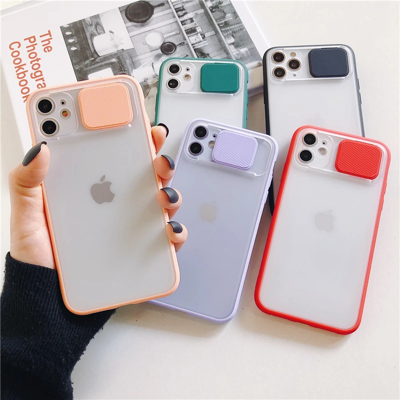 Camera Lens Protection Phone Case For iPhone SE 2020 11 Pro X XR XS Max 6 7 8 Plus Push Pull Anti-scratch Matte Clear TPU Cover