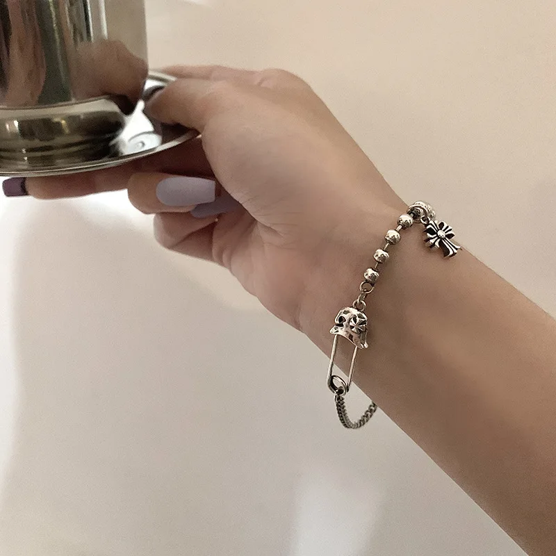 

TIMEONLY Vintage Cross Floral Alloy Ball Bracelet for Women Ladies Festival Gifts Bracelets Hollow Chain Luxury Jewellery