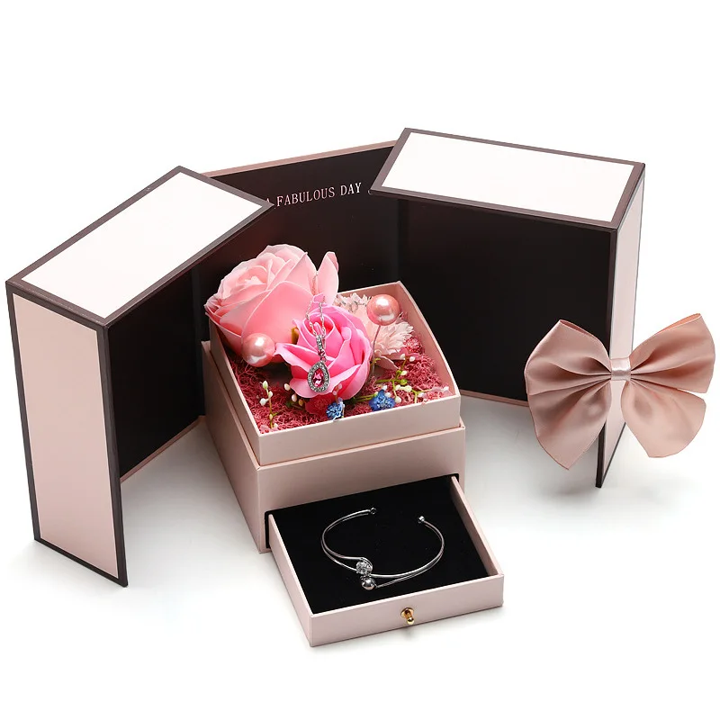 Preserved Flower Gift Box Valentine's Day Gift Female Rose Double Open Gift Box Wedding Companion Gift Empty Box