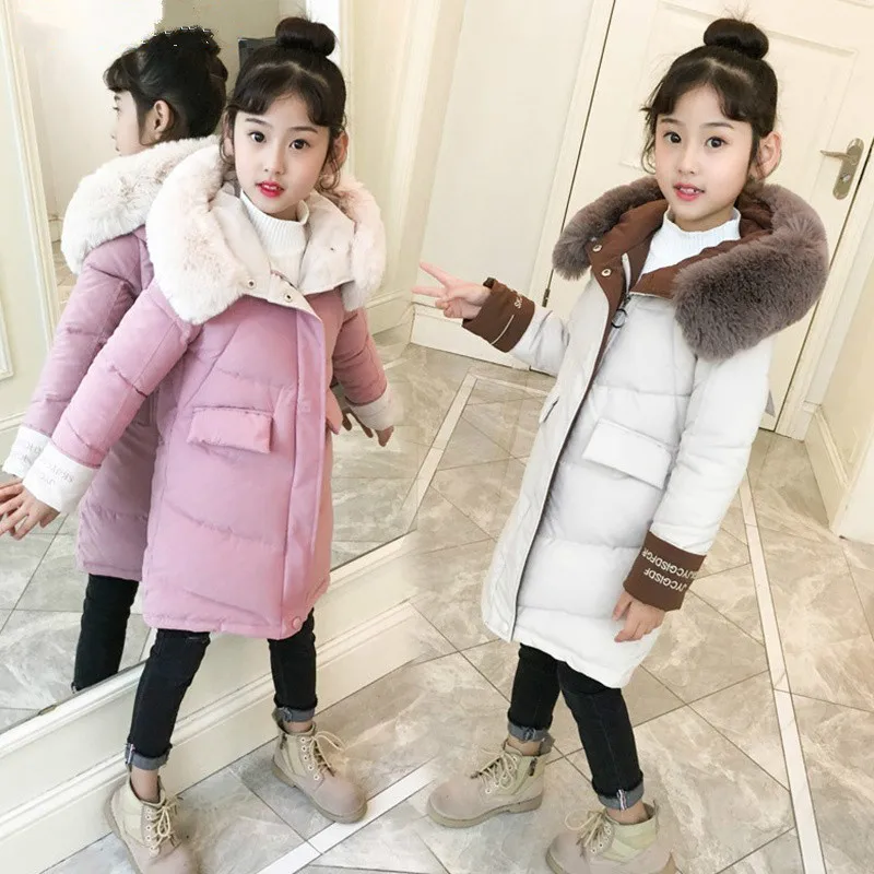 2019 модная детская зимняя куртка пуховик Одежда для девочек одежда теплая Толстая