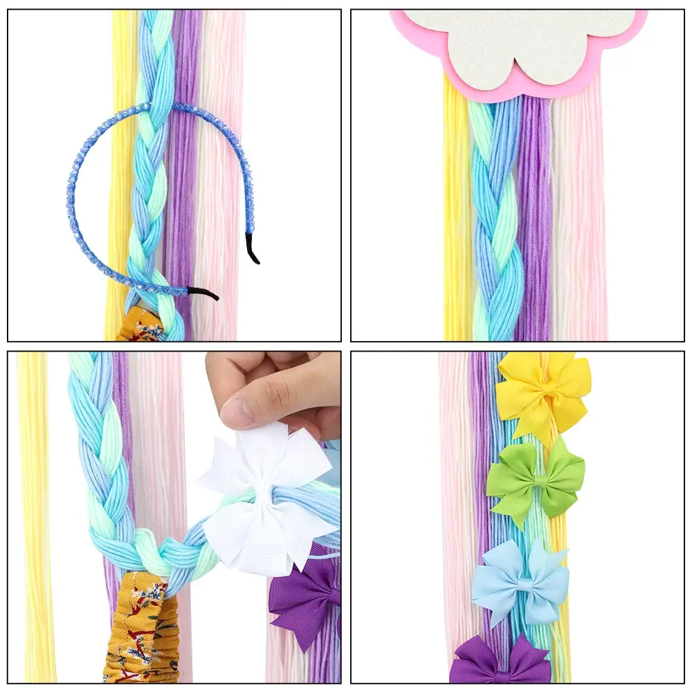 

Baby Girls Unicorn Mermaid Barrette Hairpins Storage Belt Coloful Hair Clips Scrunchy Holder Hanging Bows Organizer Strip Holder