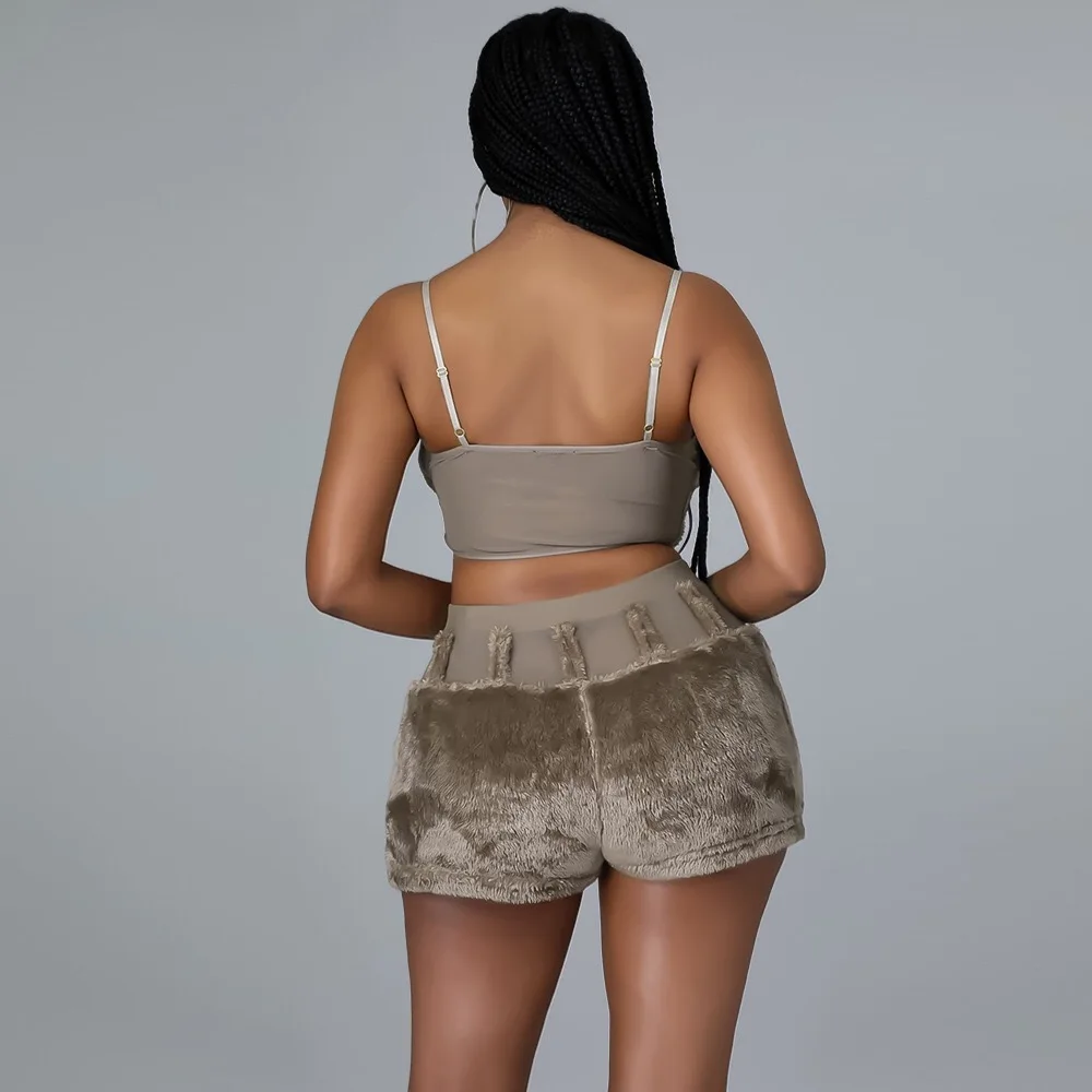Сексуальные комплекты новинка осень-зима топы на бретелях-спагетти и шорты