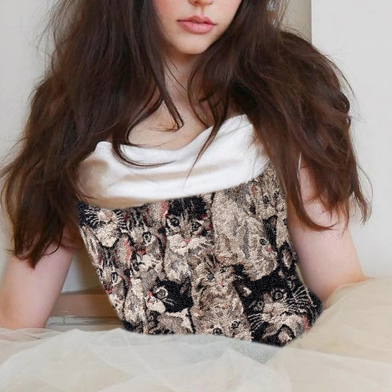 

Women's Jacquard Weave Printting Bustier Tops Sexy Sleeveless Slimming Waist Corset for Party Club Ordinary Streewear