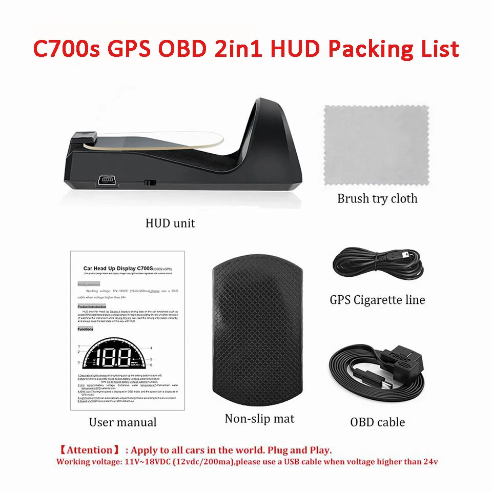 HD C700 OBD2 автомобильный HUD Дисплей дорожный бортовой компьютер gps Спидометр