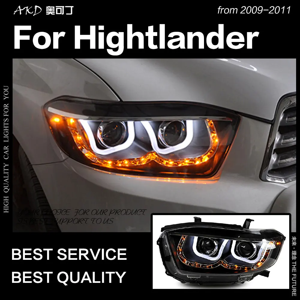 AKD автостайлинг фары Toyota Highlander 2009-2011 светодиодная… для Kluger DRL Hid ангельские глазки