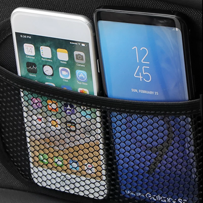 

Universal Car Net Storage Bag Elastic Trunk Seat Pocket Pouch Paddy Phone Holder Cage