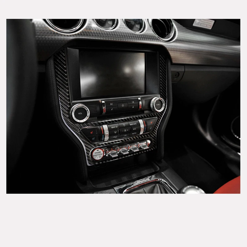 

For Ford Mustang 2015-2017 Carbon Fiber Car Styling Accessories Car Central Control Air Conditioning CD Panel Cover Trim Sticker
