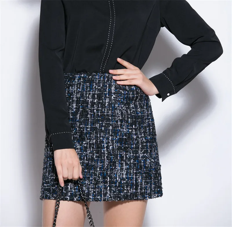 2019 новая весенняя модная маленькая твидовая юбка карандаш в свежем Стиле с