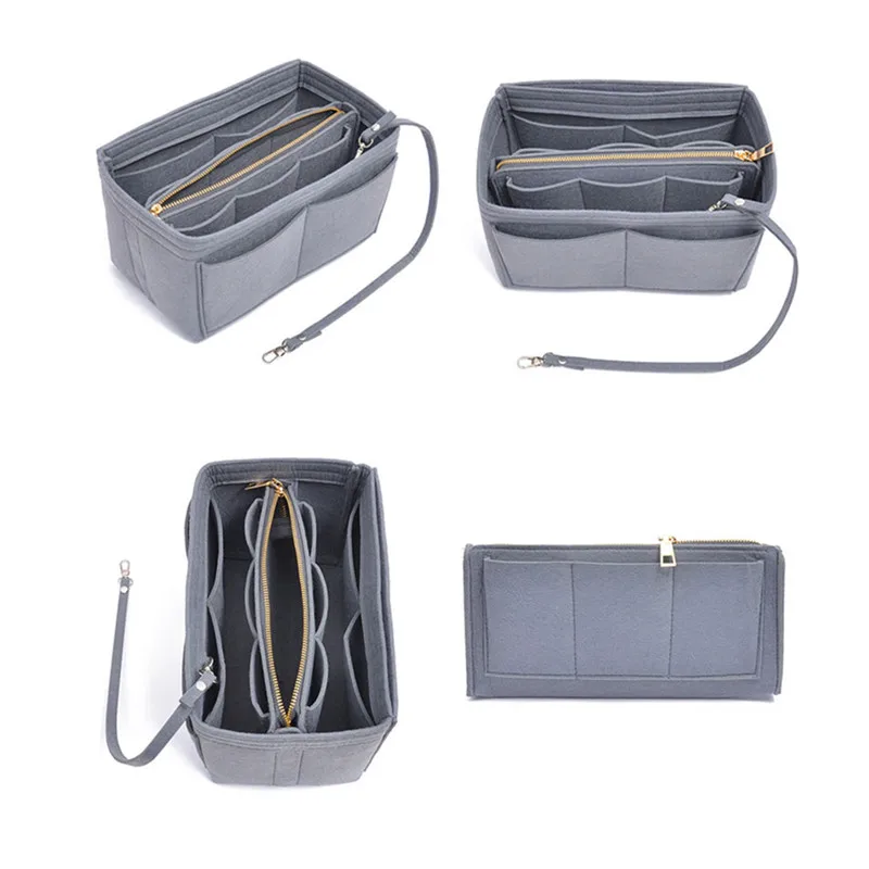 

Cosmetic Bag Organizer Multifunctional Large Capacity Makeup Storage Bag Felt Cloth Liner Bag Travel Insert Portable Bag