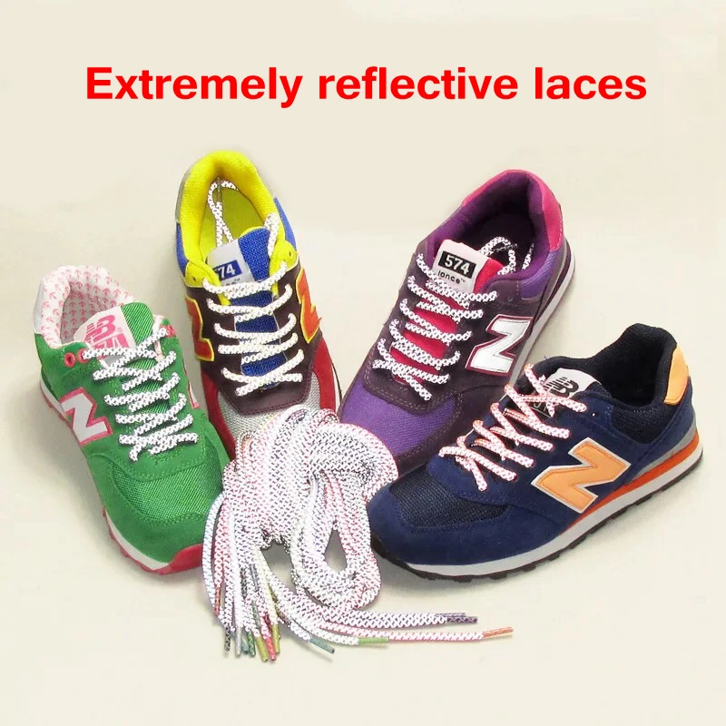 1 Pair 3M Round Reflective Shoelaces for Shoes Night Luminous Sneaker Running Shoelace 100/120/140/160CM Fluorescent Shoestrings