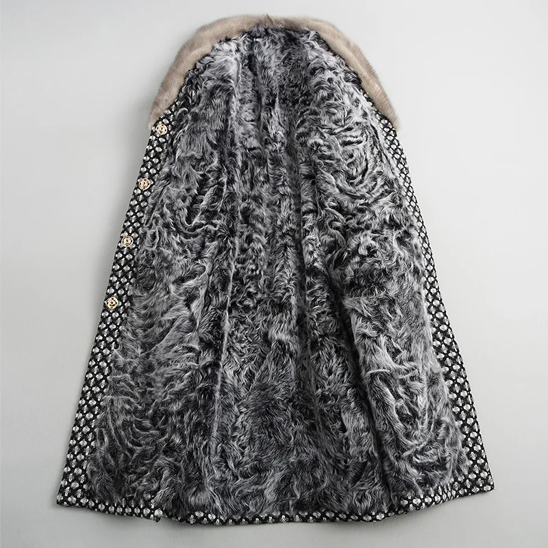 

Wool Blends Coat Plaid Women Double Breasted X Long Jacket Plus Size 5XL Office Lady Winter Warm Fur Collar Coats Female WH353