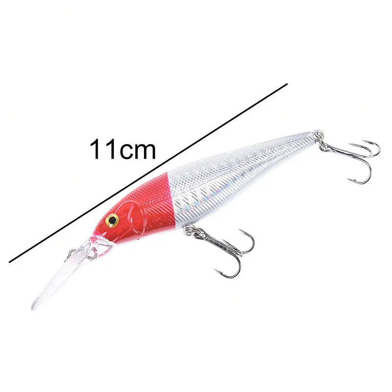 

1PCS 11cm 10.5g wobbler fish colorful Stripe pattern Hard Bait Minnow streak Fishing lures Bass Fresh water hook diving perch
