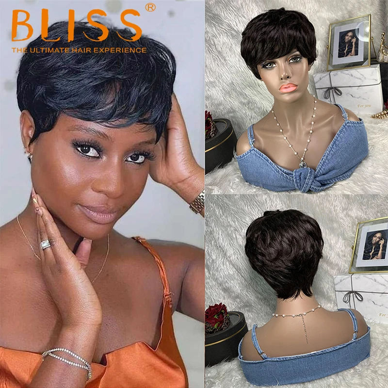 

Bliss, короткие человеческие волосы, короткие бразильские парики, парик машинной работы, вьющийся парик фальшивой, дешевый парик из человечес...