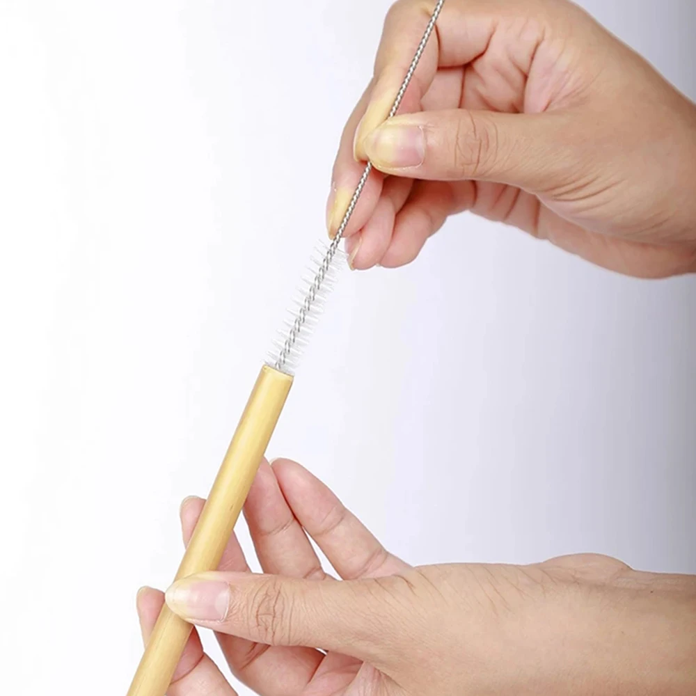 

10Pcs/Set Natural Bamboo Straw Reusable Drinking Straws with Case + Clean Brush Eco-friendly Bamboo Straws Bar Tools