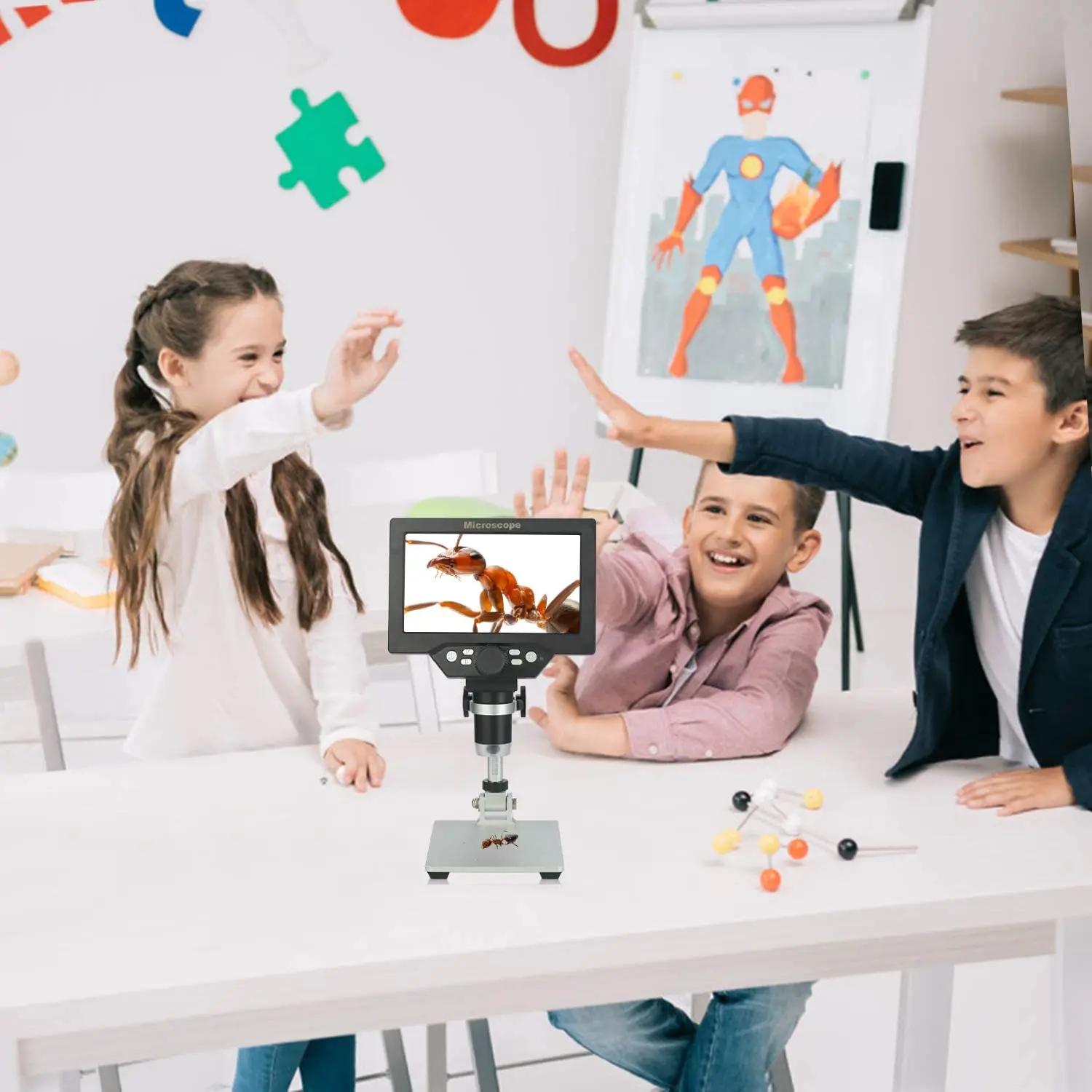 Электронный цифровой микроскоп 4 3 дюйма/7 дюймов ЖК-микроскоп с 8 светодиодный