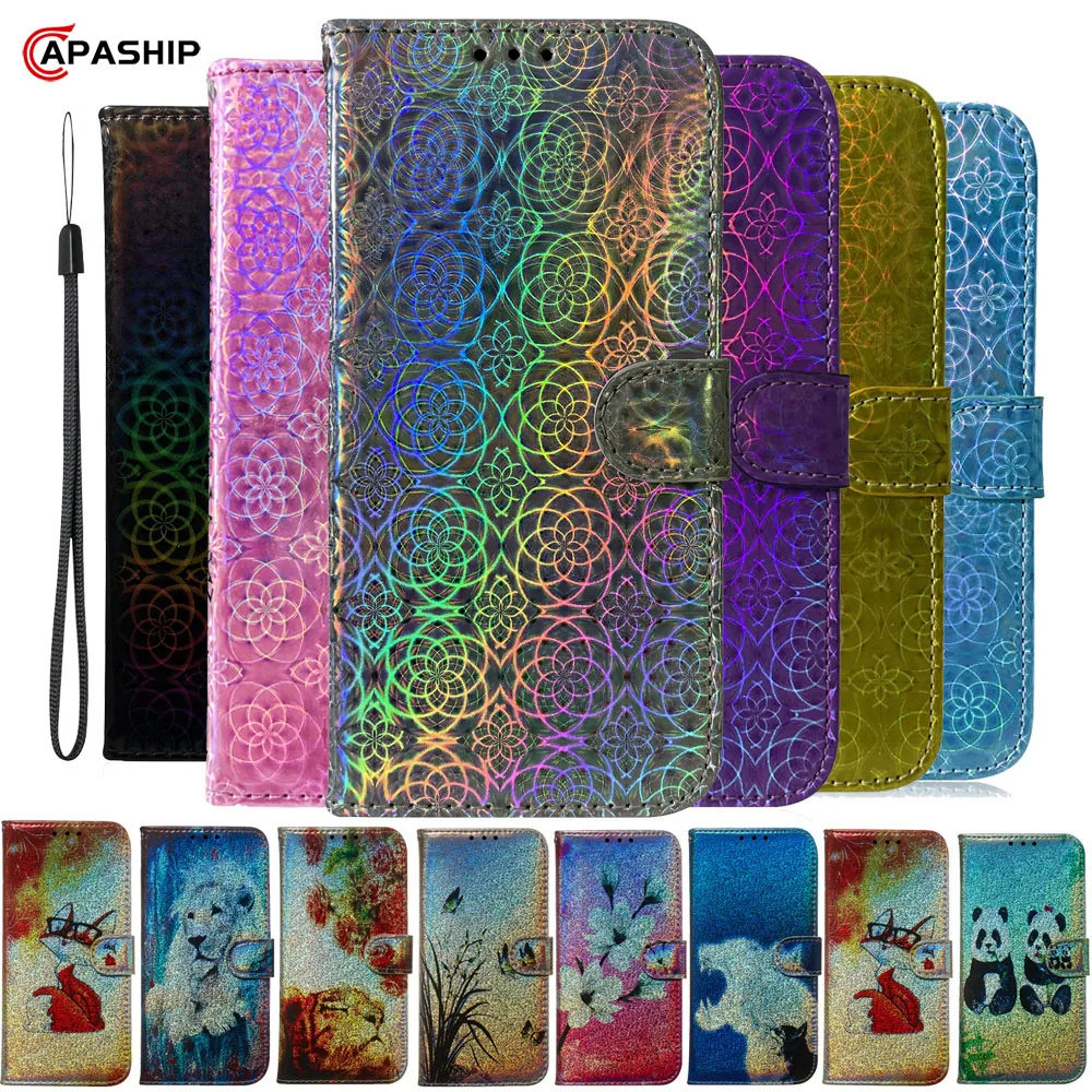 Цветной кожаный флип чехол для Huawei Honor 9 10 20 Lite 7A 7S 8X 8S 9X Y5 Y6 2018 Y9 2019 чехлы мультяшный