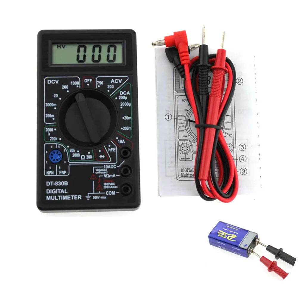 Urijk Универсальный цифровой мультиметр DT830B AC/DC ЖК 750/1000 в Вольтметр Амперметр Ом