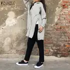 Женская мода 2021, свитшот, пальто ZANZEA, весна-осень, куртки на молнии, Женские однотонные толстовки, верхняя одежда, повседневные Большие размеры