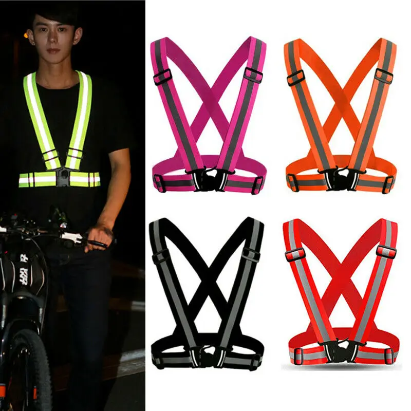 2019 Reflective Vest Visibility Safety Strap Cycling Jogging Running Adjustable Clothing Striped Belt Night | Аксессуары для