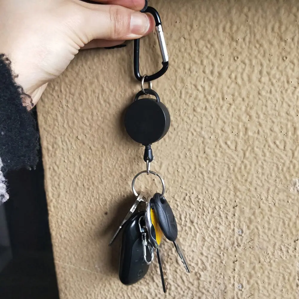 Гибкий стальной трос эластичный брелок спортивный выдвижной с защитой от потери