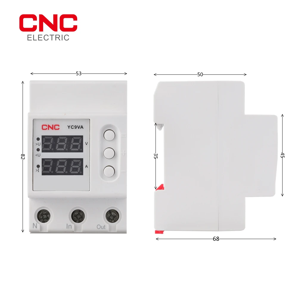 Фото CNC 50/60hz 230 220V Din Rail Dual Display Adjustable Over Voltage Current and Under Protective Device Protector Relay Обустройство CNC 50/60hz 230 220V Din Rail Dual Display Adjustable Over Voltage Current and Under Protective Device Protector Relay Обустройство