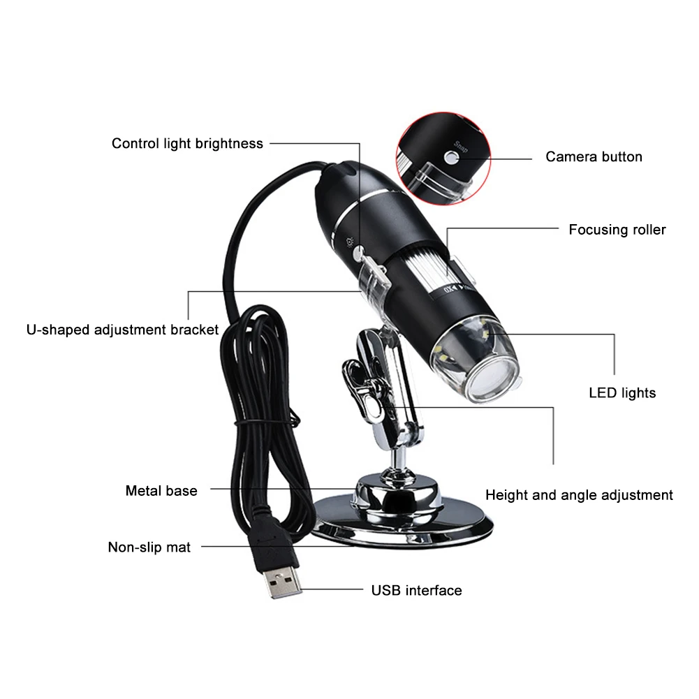 

1000X Microscope Handheld Portable Digital Magnifier Camera USB Interface Electron Microscopes with Stand