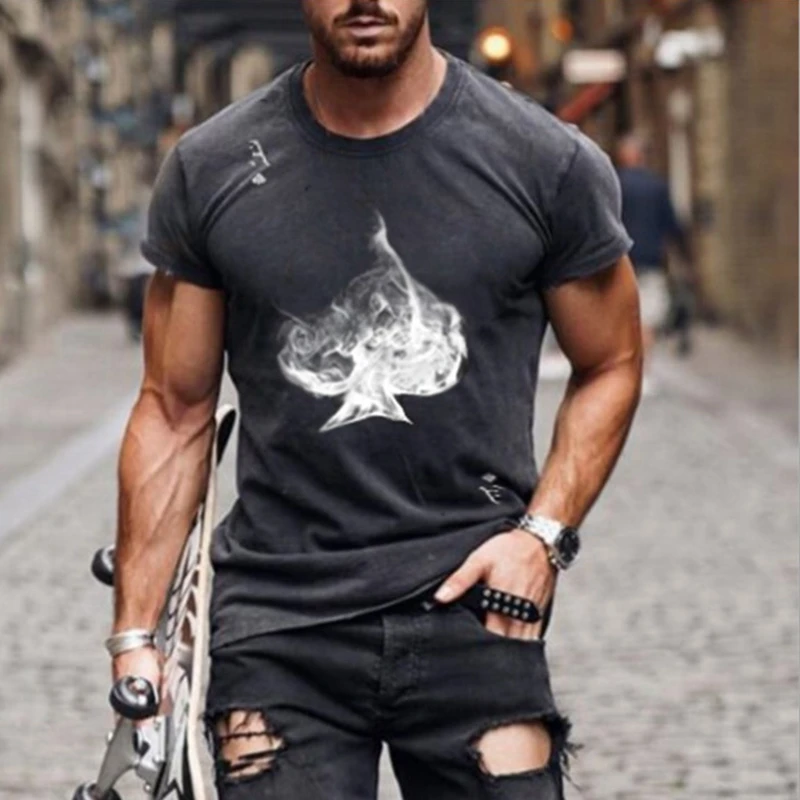 

Funny Printed Short Sleeve T-Shirts for Men 2021 Summer Casual O-Neck Slim Pullovers Tops Male Plus Size Tee Fashion Streetwear