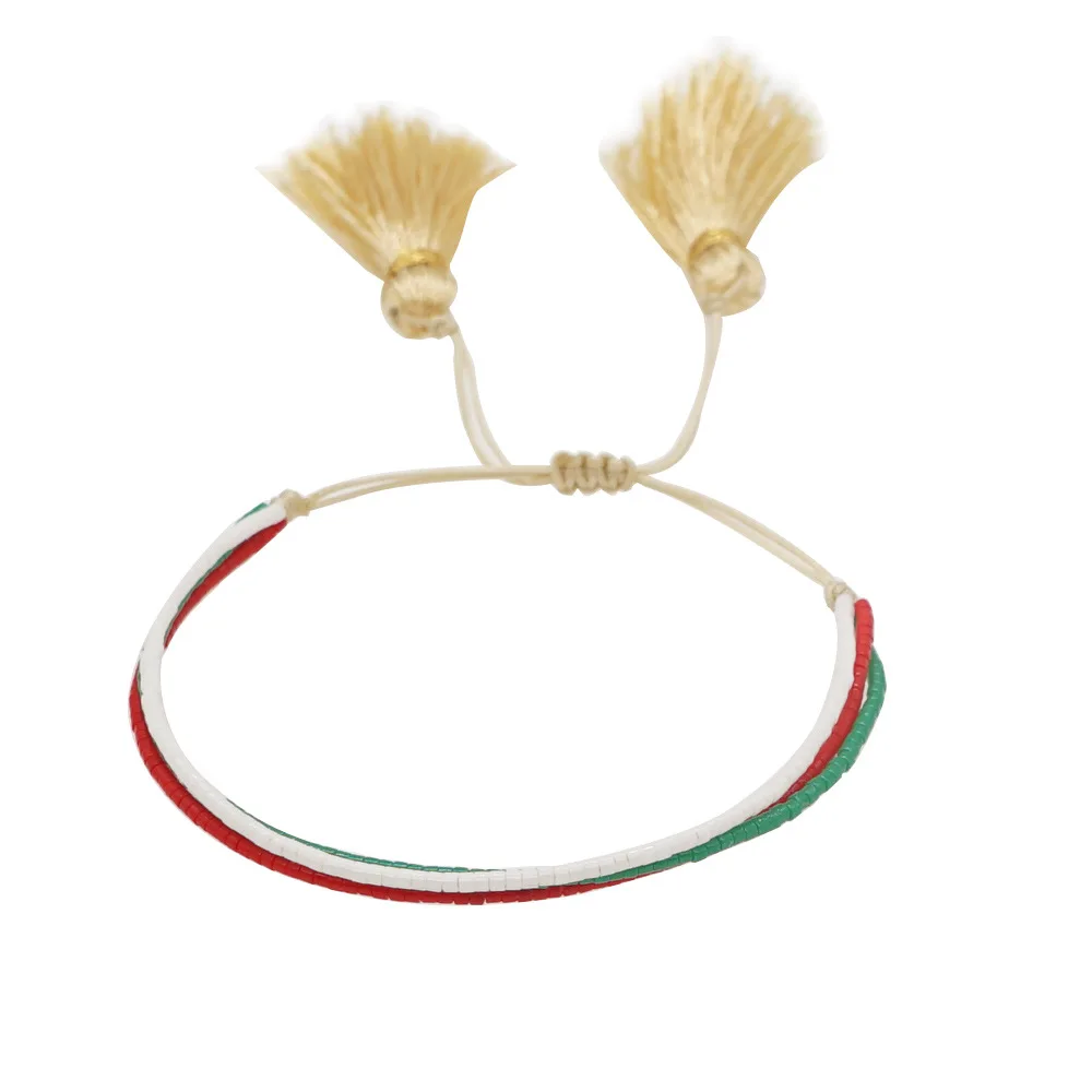

Bohemian Style Hand-Woven Miyuki Rice Beads Tassels Multi-Layers Golden Beaded Lovers Bracelet