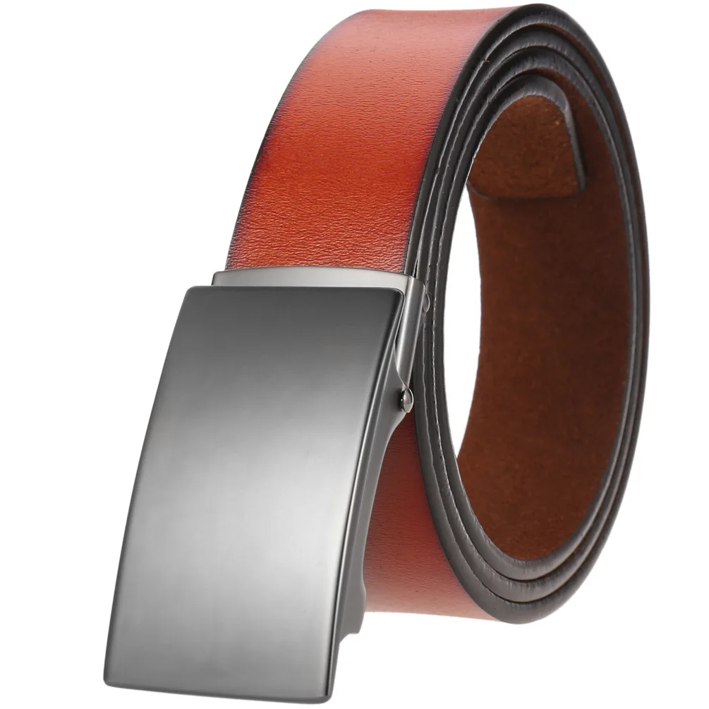 

New Leisure Belt Two Layer Cow Leather Belt Men's Toothless Automatic Buckle Belt LY36-21789-1 Men Belts