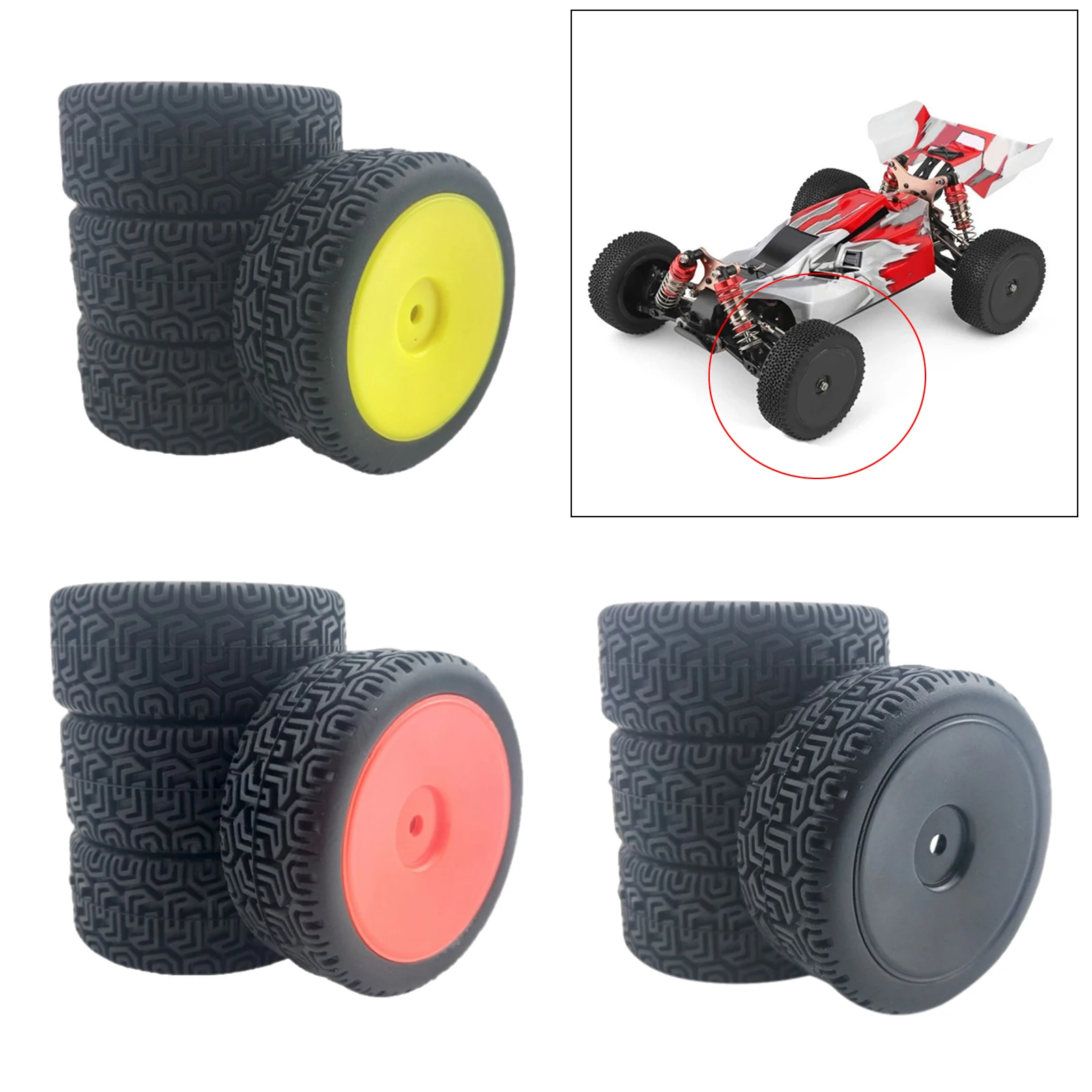 4X RC Резиновые шины для WLtoys 144001 и 1/18 1/16 1/10 багги гусеничный On/Off Road автомобиль
