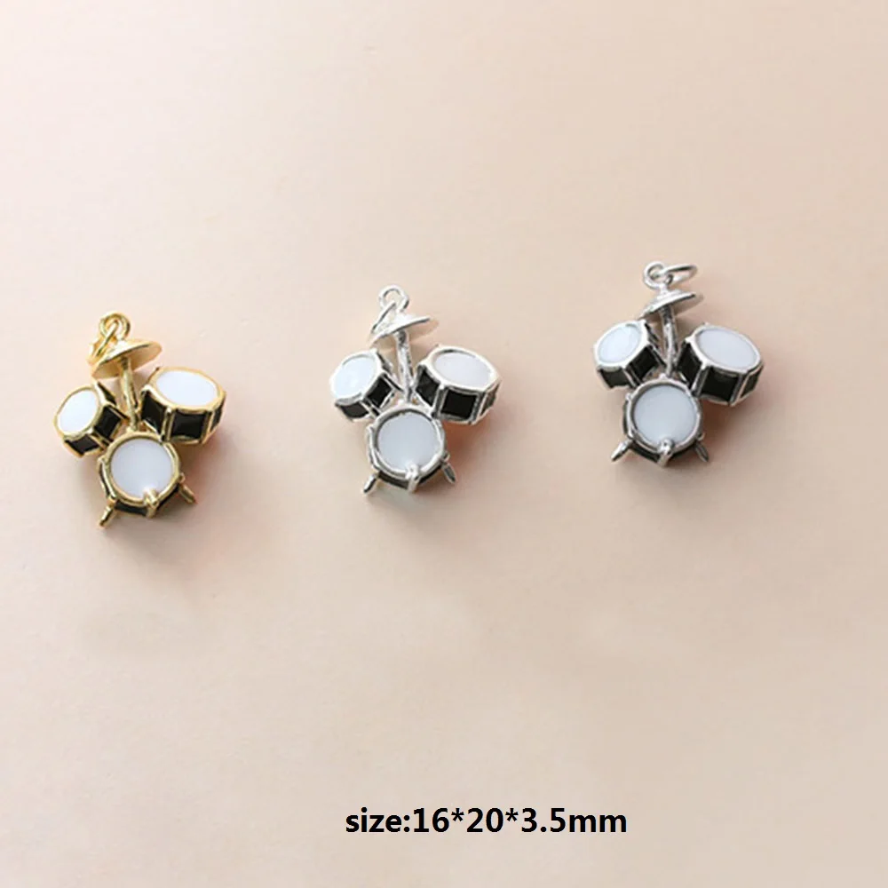 Серебристый цвет эмаль барабан ожерелье с скрипкой музыкальный инструмент