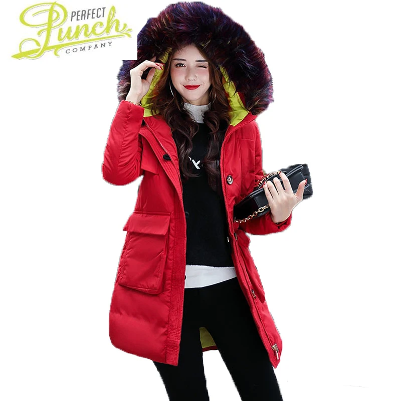 

2021 Thick Winter Jacket Women Fur Hooded Overcoats Slim Long Cotton Padded Parka Female Pocket Design Coat Manteau Femme ST139