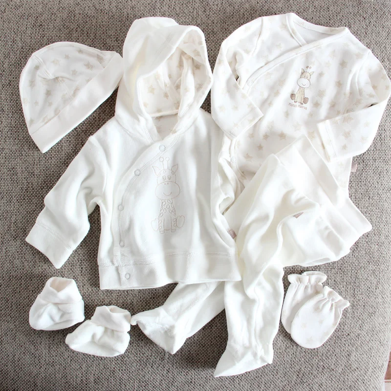 6pcs Set Newborn Baby Suits Gift Sets Autumn Outfit SuitsInfant Boy&ampgirls Velvet Outfits Clothes Hooded Jacket Bodysuit Hat | Детская
