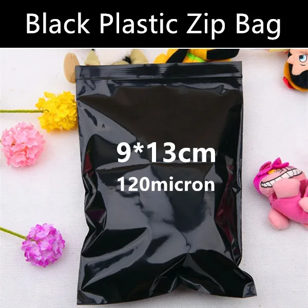 

Wholesale 100pcs 9cm*13cm*120micron Black Laminated Zip Bag Plastic Packaging Zipper Bag Gift/Mailing Bag