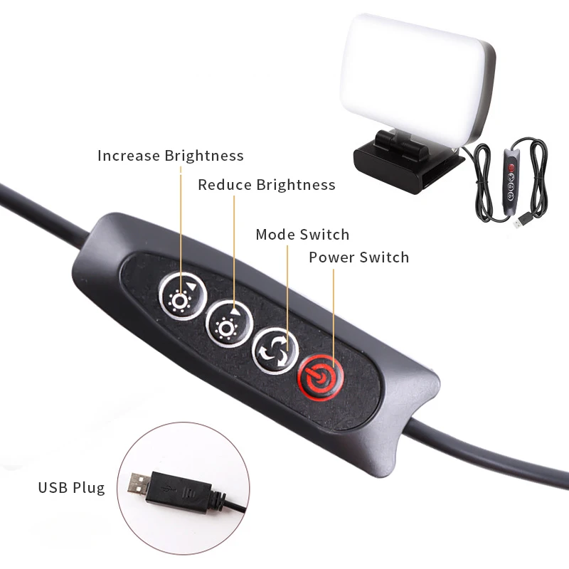 video conference 6500kportable led video light cube laptop computer webcam light zoom call lighting with clip for live streaming free global shipping