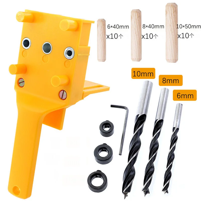 

38pcs/set Quick Wood Doweling Jig Handheld Pocket Hole Jig System 6/8/10mm Drill Bit Hole Puncher for Carpentry Dowel Joints