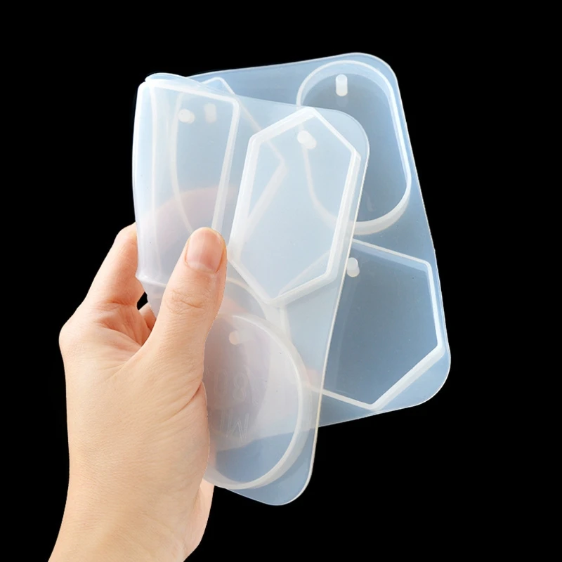 

Large 6-Cavity Jewelry Silicone Mold with Hole for Polymer Clay Crafting Epoxy Pendant Earrings Jewelry Keychain Making