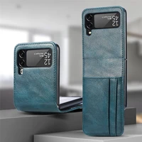 luxury pu leather phone case for samsung galaxy z flip 3 wallet card slots cover for samsung galaxy z flip 3 pc shockproof case