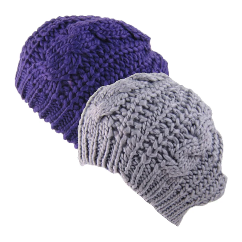 Новинка мягкий вязаный Французский Берет осень-зима Женские однотонные