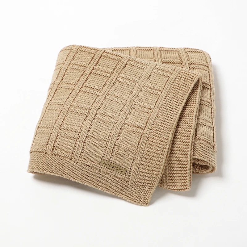 

Newborn Baby Blankets Solid Plaid Knitted Infant Stroller Wrap Swaddle Super Soft Toddler Boy Girl Bedding Cradle Basket Quilts