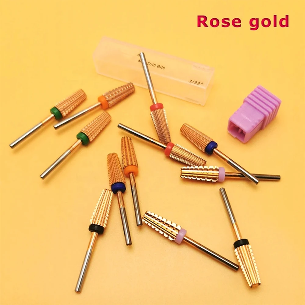 6 типов сверла из карбида вольфрама розового золота для ногтей фреза